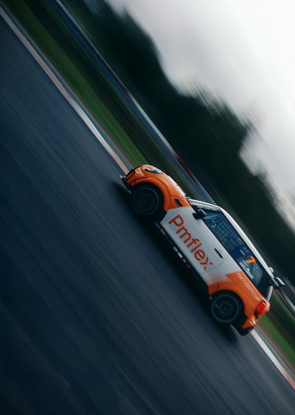 Race car on a wet track