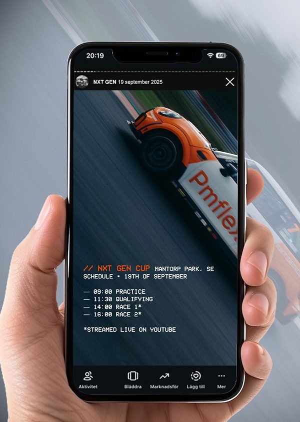 Phone showing a live race-day social media update